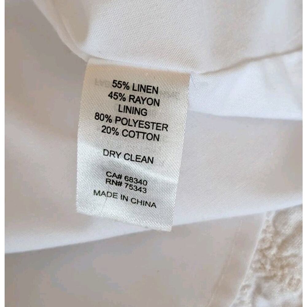 Christian Lacroix White Linen Blend Embroidered Sundress Smocked Boho Medium - Picture 9 of 9